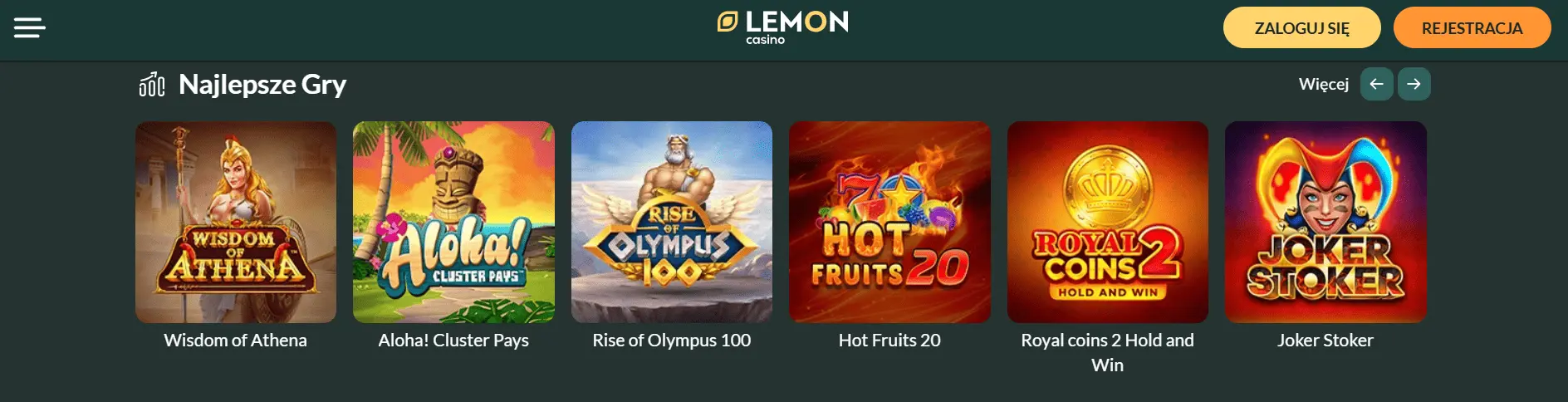 >Lemon Casino - wpłata od 50 zł